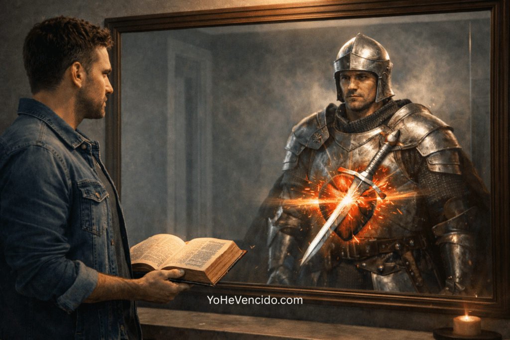 Hebreos 4:12 la Palabra de Dios viva y eficaz como espada espiritual que examina el corazón en un espejo espiritual.